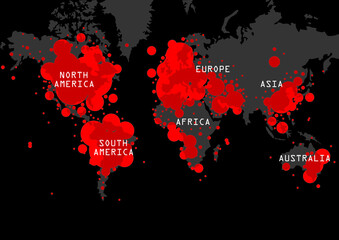 A map showing the spread of the covid-19 virus around the world.