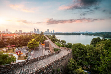 Nanjing city wall scenery street scene