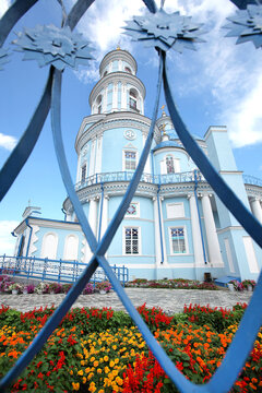 Telminskaya Church of the Kazan Icon of the Mother of God, Located on the shore of a pond on a small hill, Russia, Irkutsk region, Telma village.