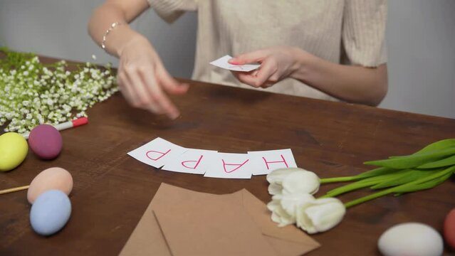Close-up on a table with items to create a composition for Easter. Happy Easter. Church holiday-Easter