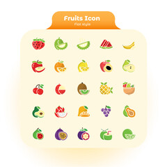 Simple Set Of Related Fruits Vector flat style Icons