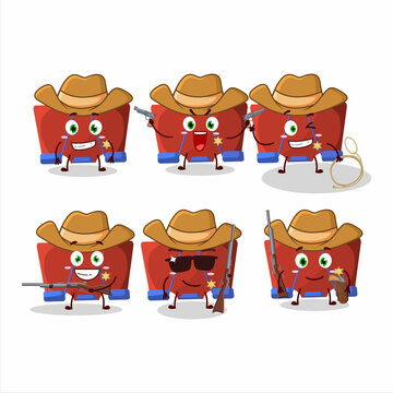 Cool cowboy red binder clip cartoon character with a cute hat