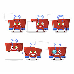 Red binder clip cartoon character bring information board
