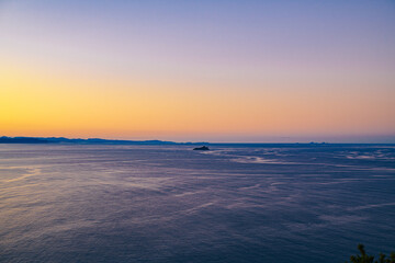 Sunset at the beach in Tauranga in New Zealand, 