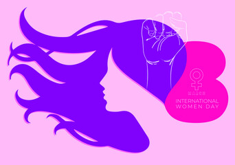 International Women's Day. Women in leadership, woman empowerment. Vector horizontal banner.