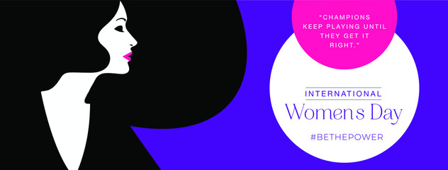 International Women's Day. Women in leadership, woman empowerment. Vector horizontal banner.