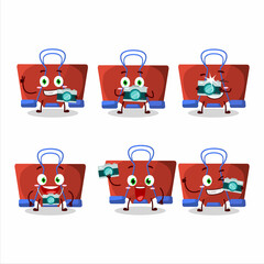 Photographer profession emoticon with red binder clip cartoon character