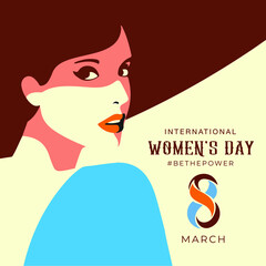 International Women's Day. Women in leadership, woman empowerment. Vector horizontal banner.