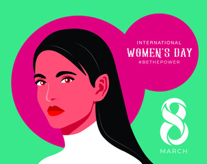 International Women's Day. Women in leadership, woman empowerment. Vector horizontal banner.