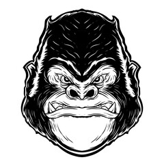 head of a gorilla illustration artwork digital drawing for macot logo tatto merch tshirt