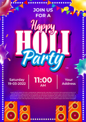Vector illustration of Holi Party Invitation Template