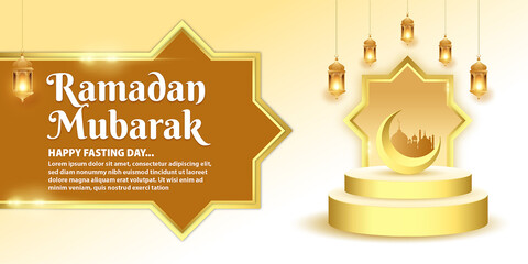 Realistic Ramadan Mubarak Banner
