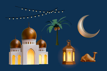 3d Islamic holiday decoration set