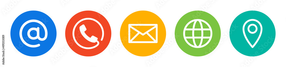 Poster set of contact information icon button. business contact symbol.
