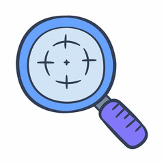 find magnifier search discover invention found single isolated icon with doodle colorfull color style