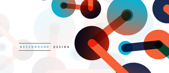 Line points connections geometric abstract background. Circles connected by lines. Trendy techno business template for wallpaper, banner, background or landing