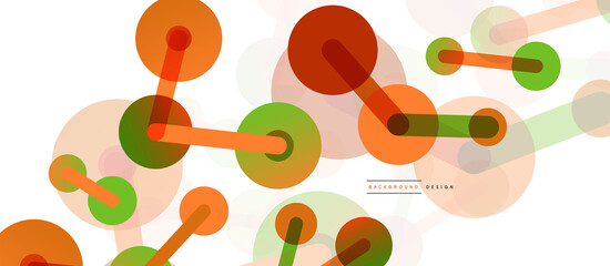 Line points connections geometric abstract background. Circles connected by lines. Trendy techno business template for wallpaper, banner, background or landing