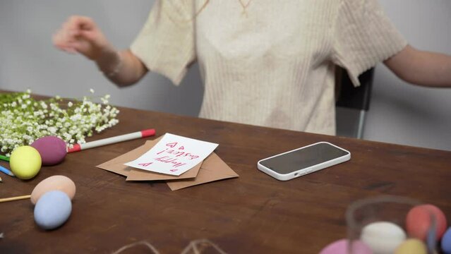 Close-up on a table with items to create a composition for Easter. Happy Easter. Church holiday-Easter