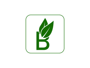 B logo with leaves vector illustration 