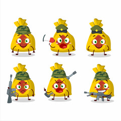 A charming soldier yellow bag chinese cartoon picture bring a gun machine
