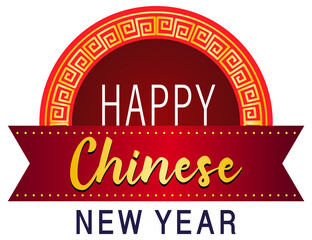 Happy Chinese New Year font design in red