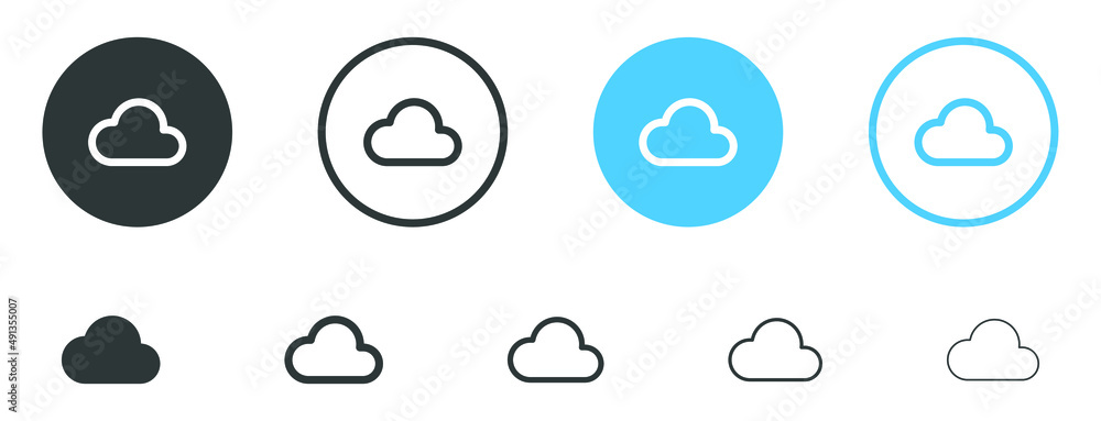 Aufkleber cloud icon drive storage icons - cloud computing sign - clouds symbol in outline, line, fill, filled