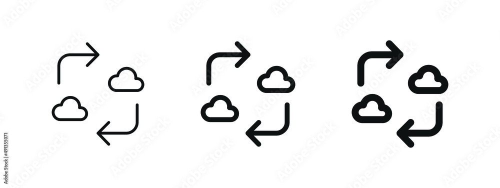 Poster Cloud sync connection icon transfer data storage with refresh arrows . file hosting cloud icons