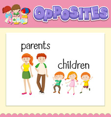 Opposite words for parents and children