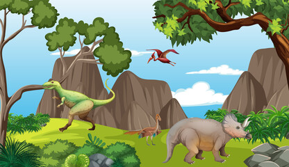 Scene with dinosaurs in the forest © blueringmedia