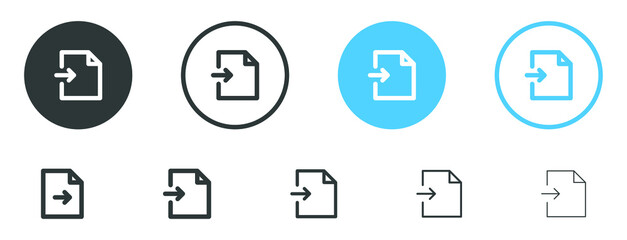 import file icon with arrow symbol, export archive file document icons  - obrazy, fototapety, plakaty