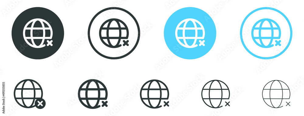 Poster no access web globe icon. no internet connection icon symbol - no network sign 