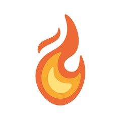 Burning, blazing fire icon. Hot flame symbol. Heat danger and caution sign. Abstract simple campfire pictogram. Flammable warning. Flat graphic vector illustration isolated on white background