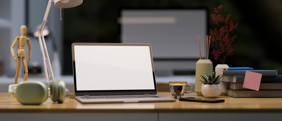 Modern office workspace with portable notebook laptop