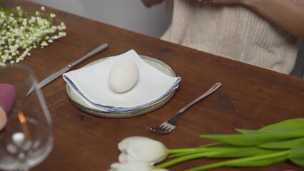 Close-up on a table with items to create a composition for Easter. Easter menu. Church holiday-Easter