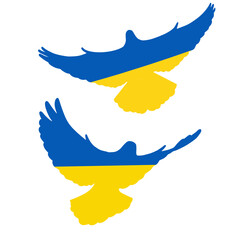 Ukraine republic vector icon symbol. Peace and war concept illustration. Official nationality Ukrainian people or flag label. Yellow and blue color for flag of Ukraine.