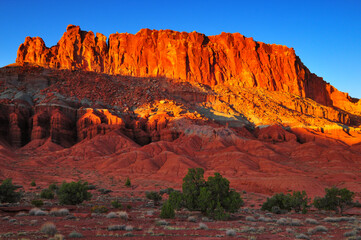 Sunset near Chimney Rock, Capitol Reef National Park, Utah, Southwest USA