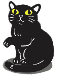 black cat cartoon on white background