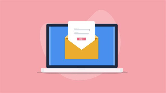 Email security, personal data protection concept. 2d animation 4k video clip.