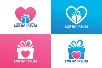 Fototapeta na wymiar Set of love gift logo template design vector