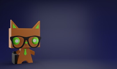 Cute kitty with glasses, business agent