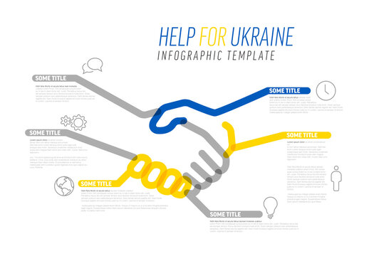 Ukraine Help Cooperation Conceptual Infographic Layout with Hands