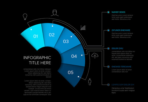 Multipurpose Dark Infographic Five Elements Layout