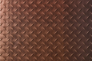 Abstract metal texture with diamond pattern. brown iron plate as background.