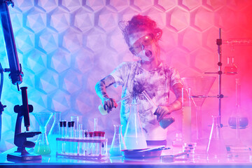 girl doing experiments