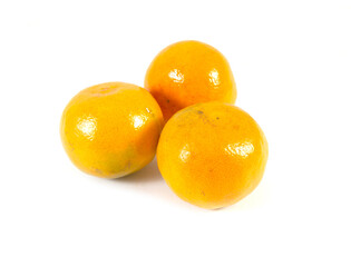 three fresh oranges isolated on white background