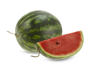 Watermelon isolated. Slice of watermelon fruit isolated on white background.