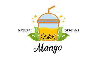 VECTOR GRAPHIC ILLUSTRATION MANGO FLAVOR DRINK IS GREAT FOR YOUR BUSINESS LOGO..