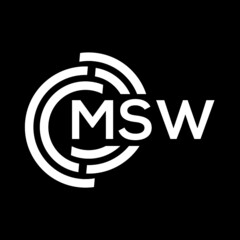 MSW letter logo design on black background. MSW creative initials letter logo concept. MSW letter design.