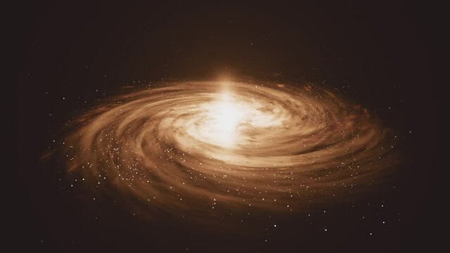 Orange Spiral Galaxy Rotating in deep spcae