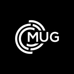MUG letter logo design on black background. MUG creative initials letter logo concept. MUG letter design.